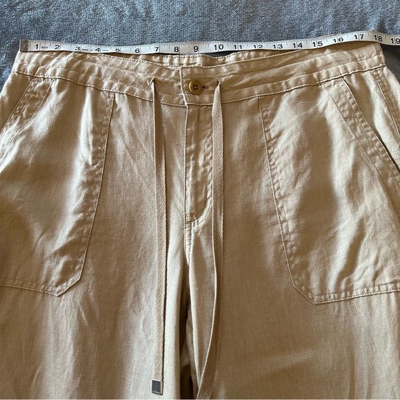 Lauren Ralph Lauren Wide-Leg Tan Linen Pants Size 12 - Picture 7 of 14